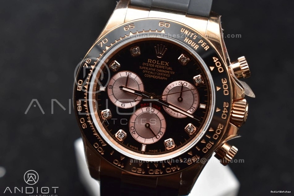 WaterResistant 1:1 Best V6 Diamonds Daytona SH4131 Edition (Weighted) RG QF Strap 801 on Dial 126515 Oysterflex Black 0711